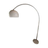 Large vintage Italian arc floor lamp – 1970s – Marble, chrome, and opaline diffuser