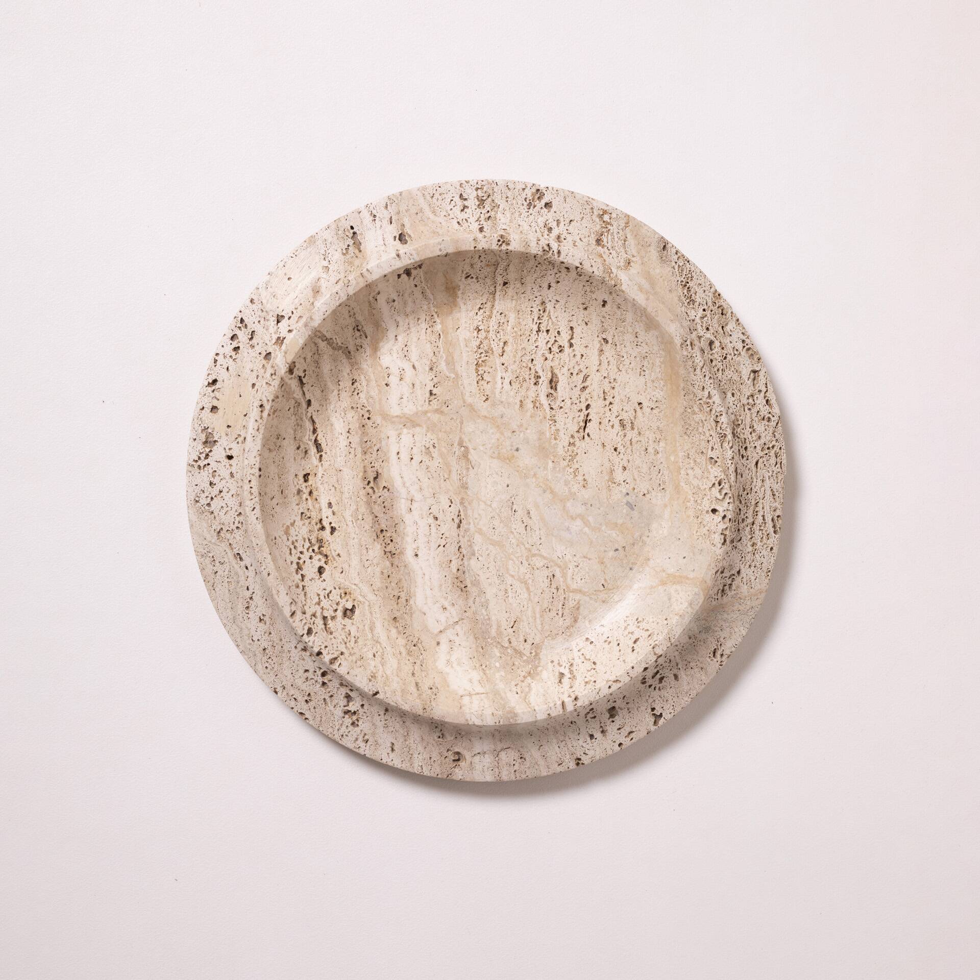 Travertine stone plate / centerpiece, Italy, 1980s