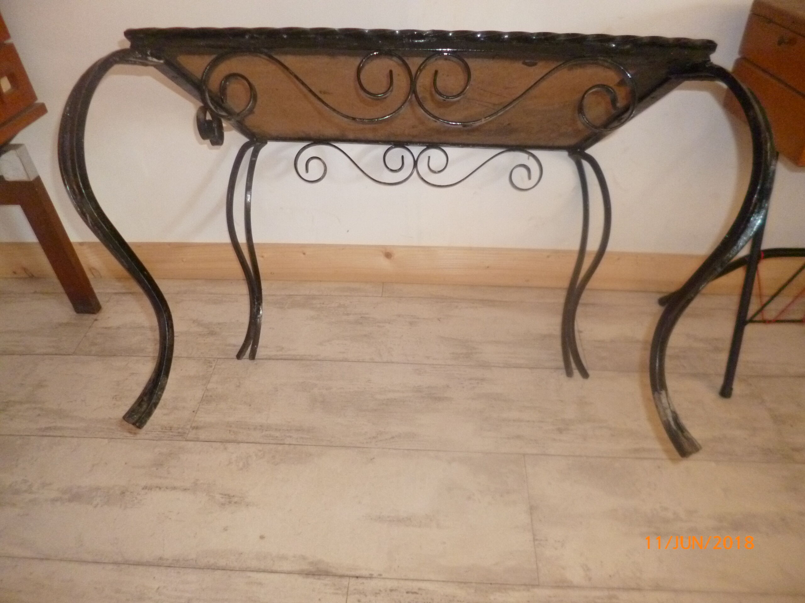 Coffee table iron forge 1960 1970 tiling