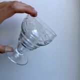 Set of 5 crystal wine glasses engraved 60s