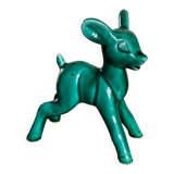 Faon en céramique émaillée verte Art nouveau