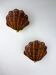 Pair of shell-shaped wicker wall sconces – rattan & brass, circa Italy 1970