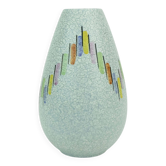 Vase en céramique moderne du milieu du siècle Steuler des années 1950 avec glaçure goutte à goutte et motif coloré