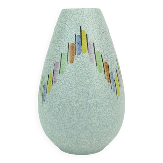 Steuler mid century modern ceramic vase 1950s drip glaze colorful pattern