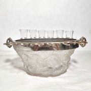 Seau à glace en verre avec douze coupes. Espagne, années 1950.