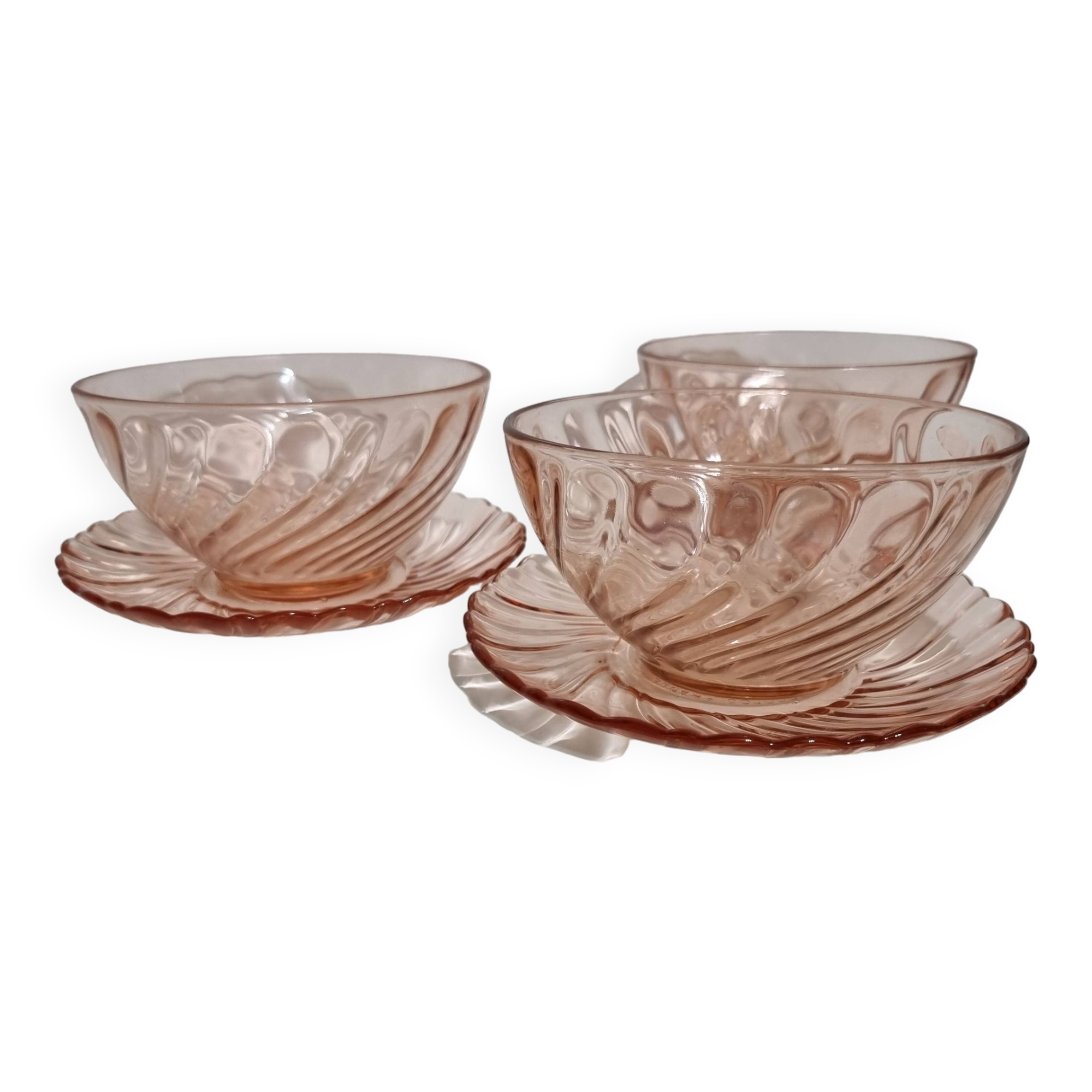 Lot de 2 plats ovales vintage en verre fumé Arcoroc « Shell » France