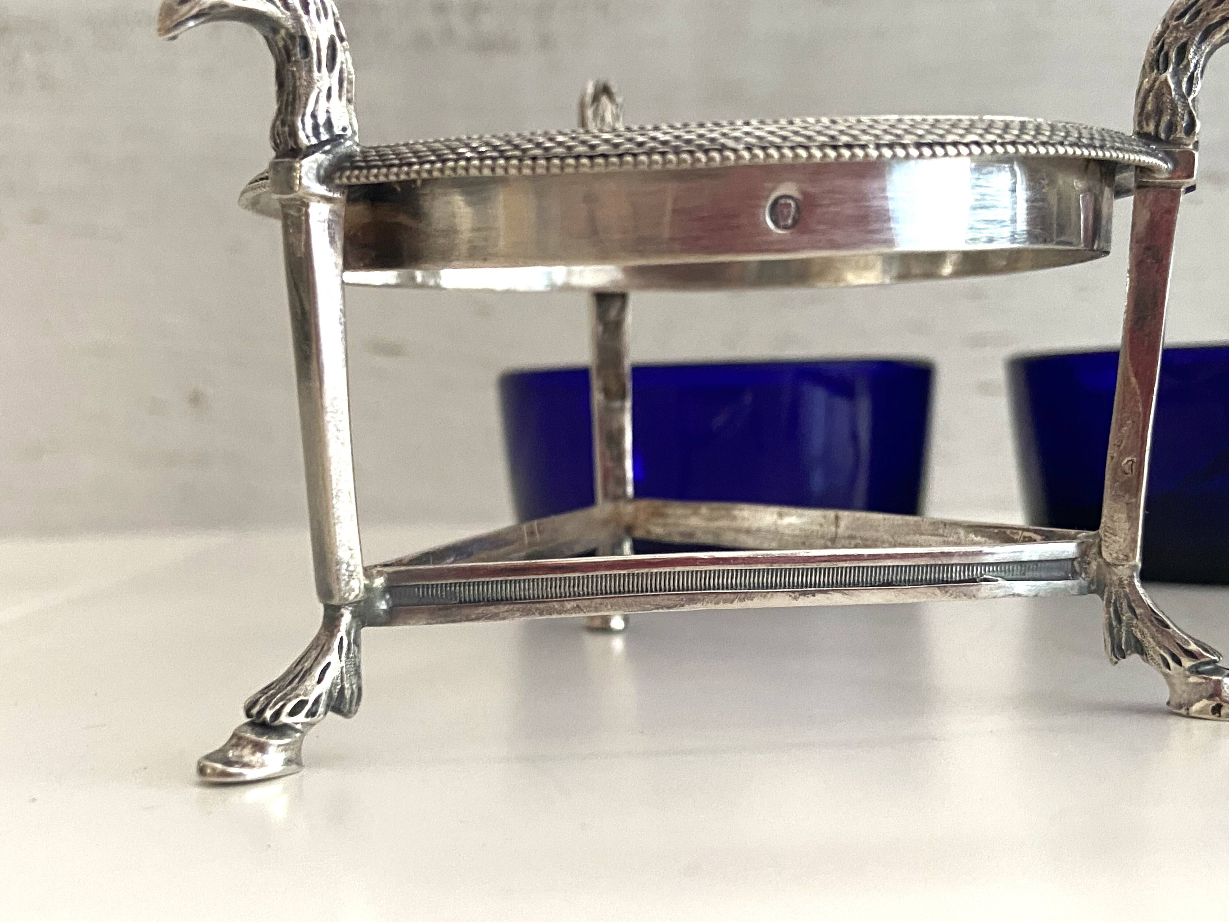 Salières en argent massif (950°/°°°) poinçon 1er coq, époque Empire Consulat