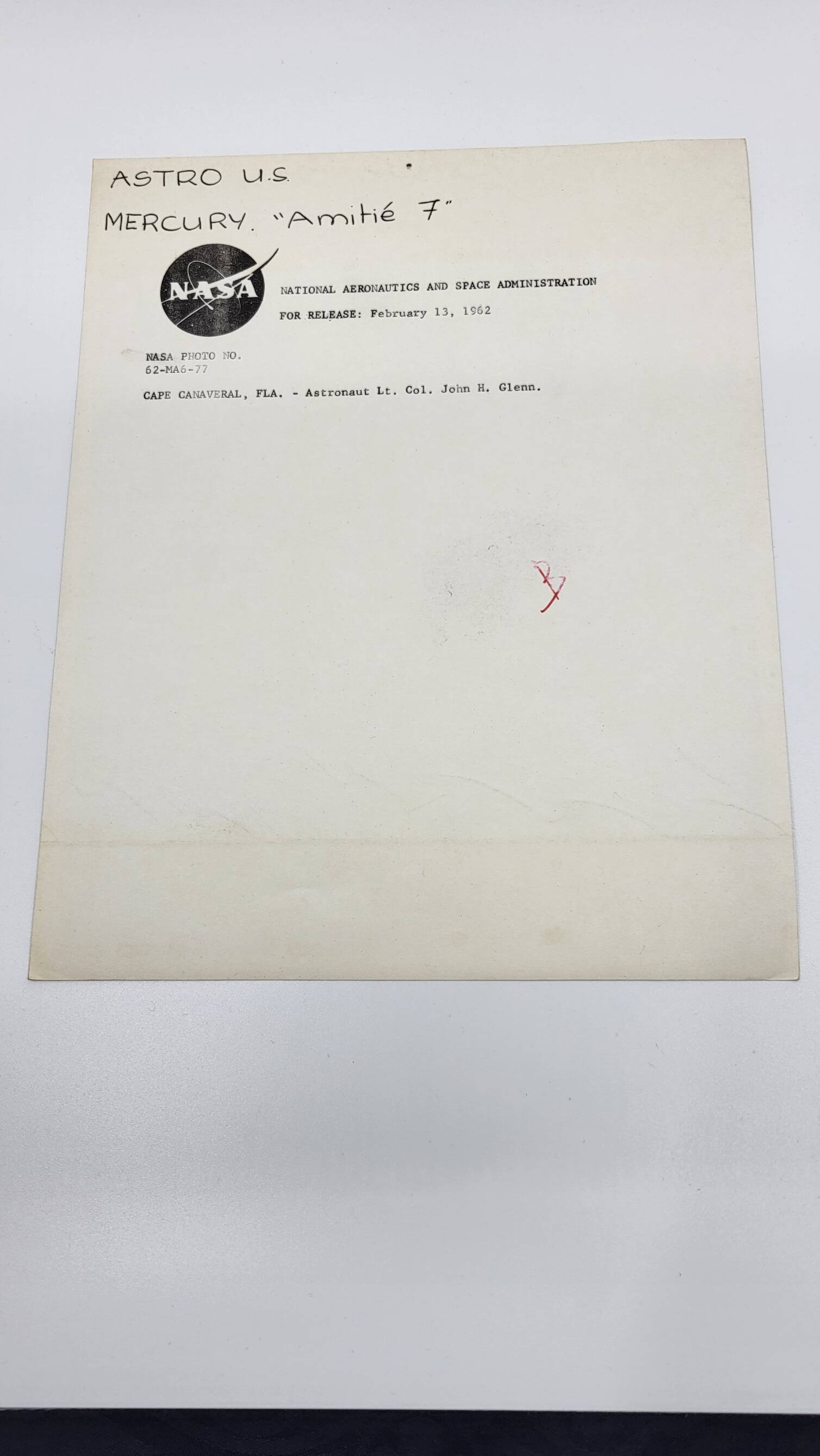 Original photograph stamps NASA John H Glenn Mercury 7 20th Century