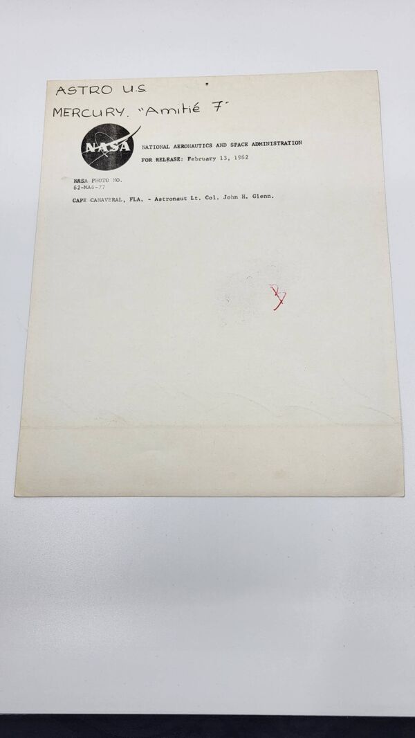 Photographie originale tampons  NASA John H Glenn Mercury 7 20th Century