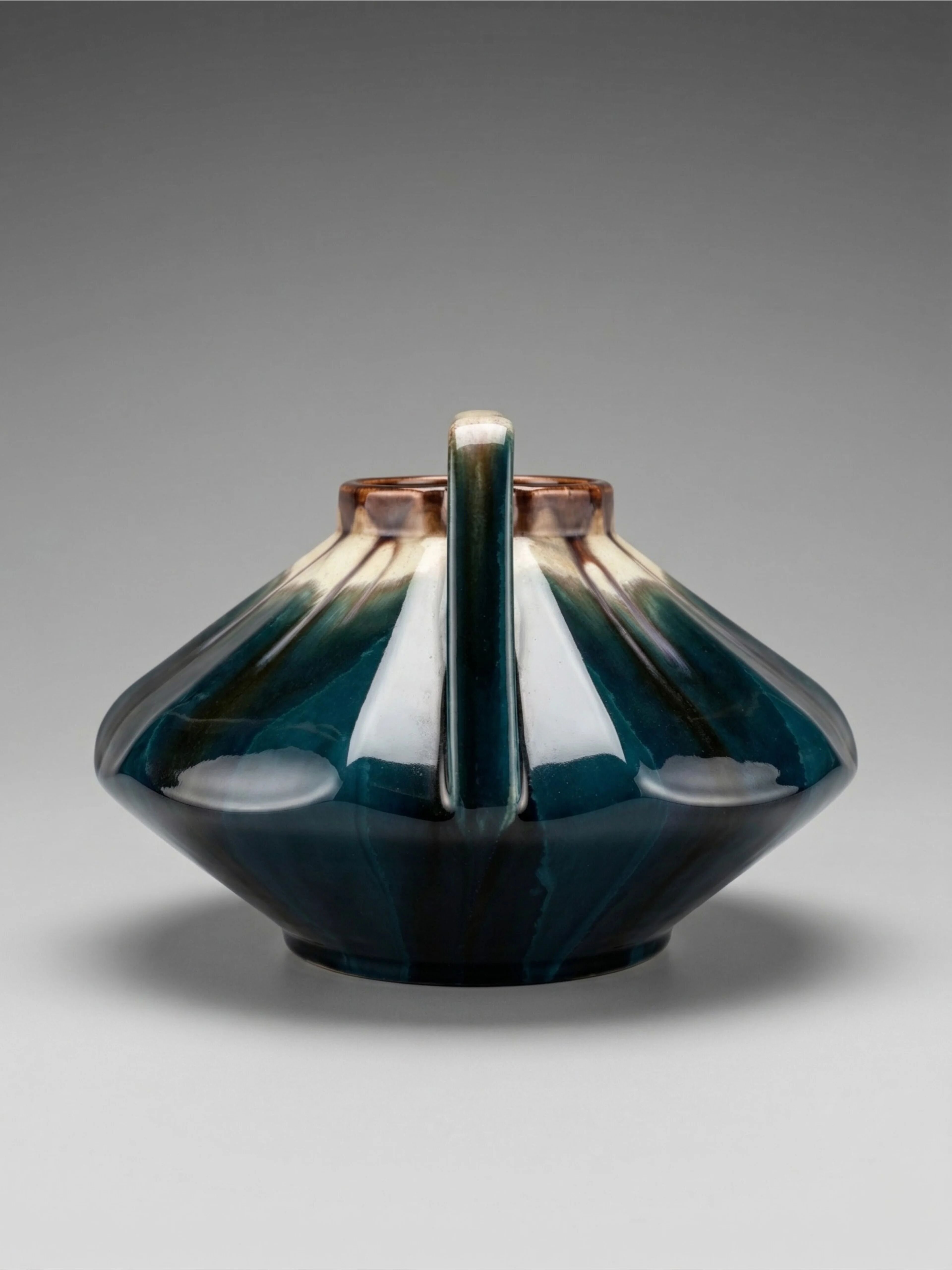 Art Deco vase in glazed ceramic attributed to Thulin, Belgium, 1930s.