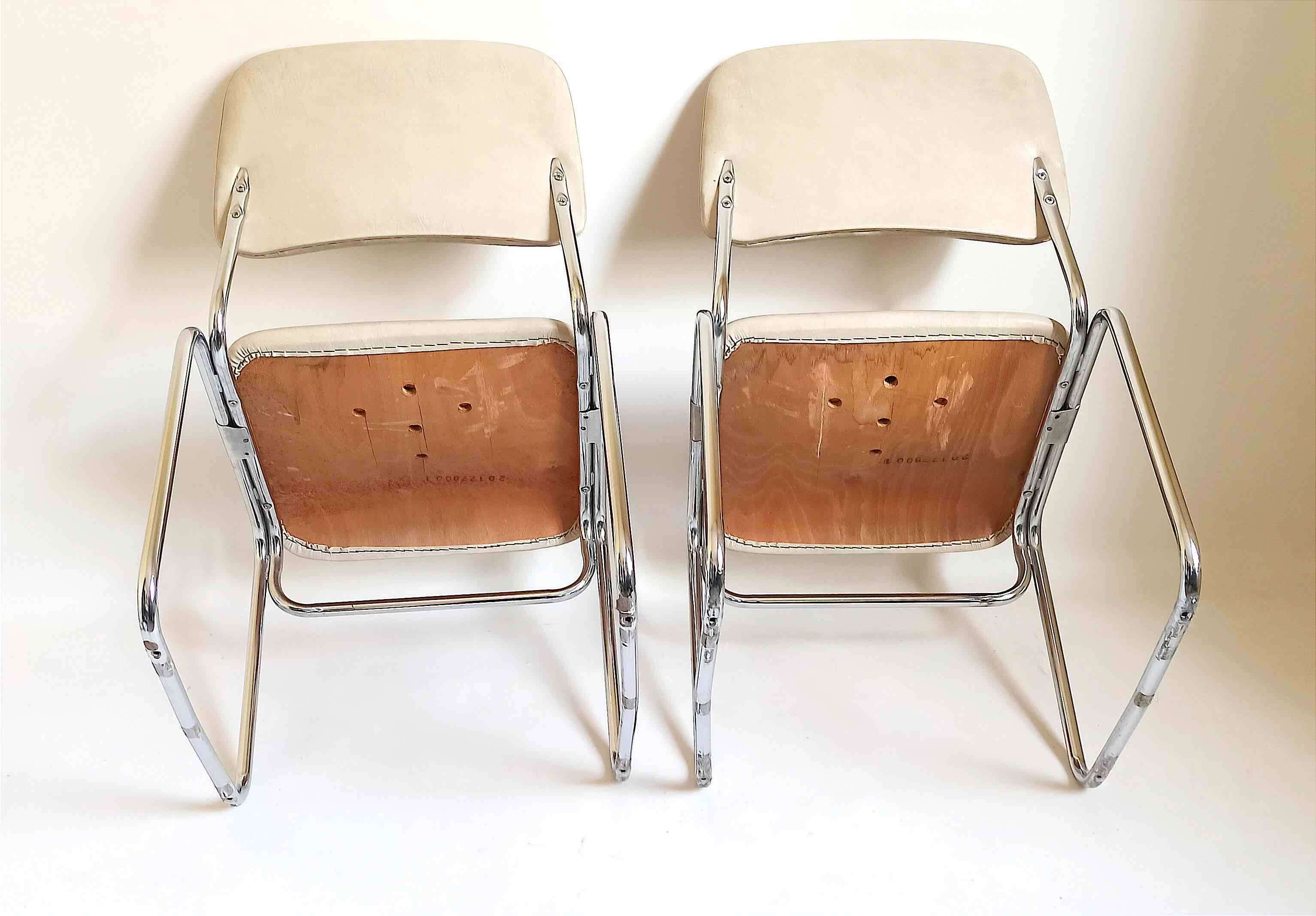 Pair of Skai and chrome metal visitor chairs 1970s