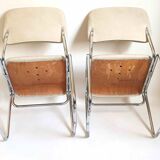 Pair of Skai and chrome metal visitor chairs 1970s
