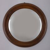 ROUND VINTAGE WOODEN WALL MIRROR FROM THE 1960S, ITALIAN DESIGN  CONDITION: