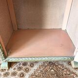 60s pink and gold Lloyd loom bedside table