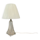 Vintage daum france 1960 crystal lamp base with pleated shade