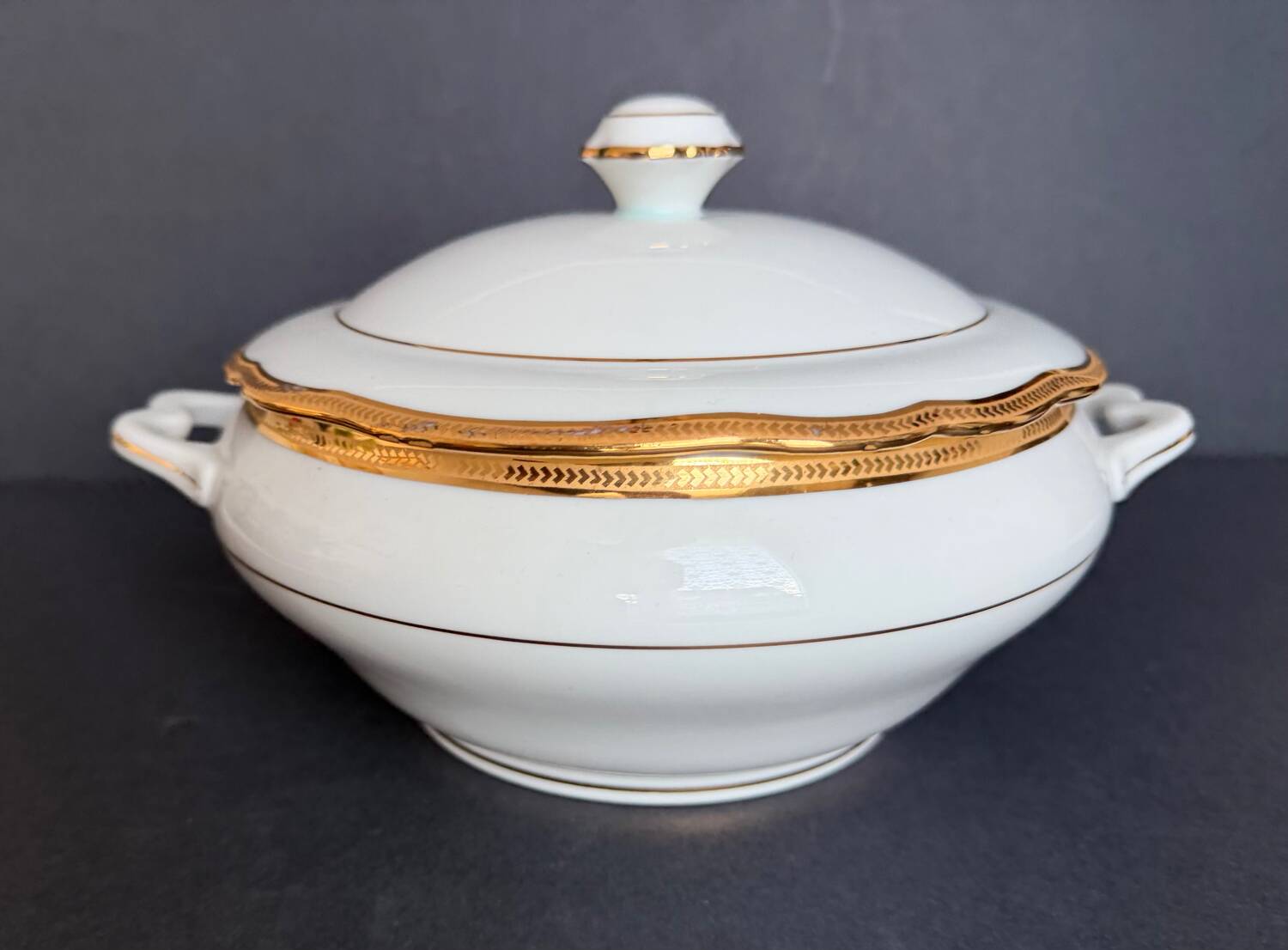 Fine white porcelain soup tureen from Limoges.