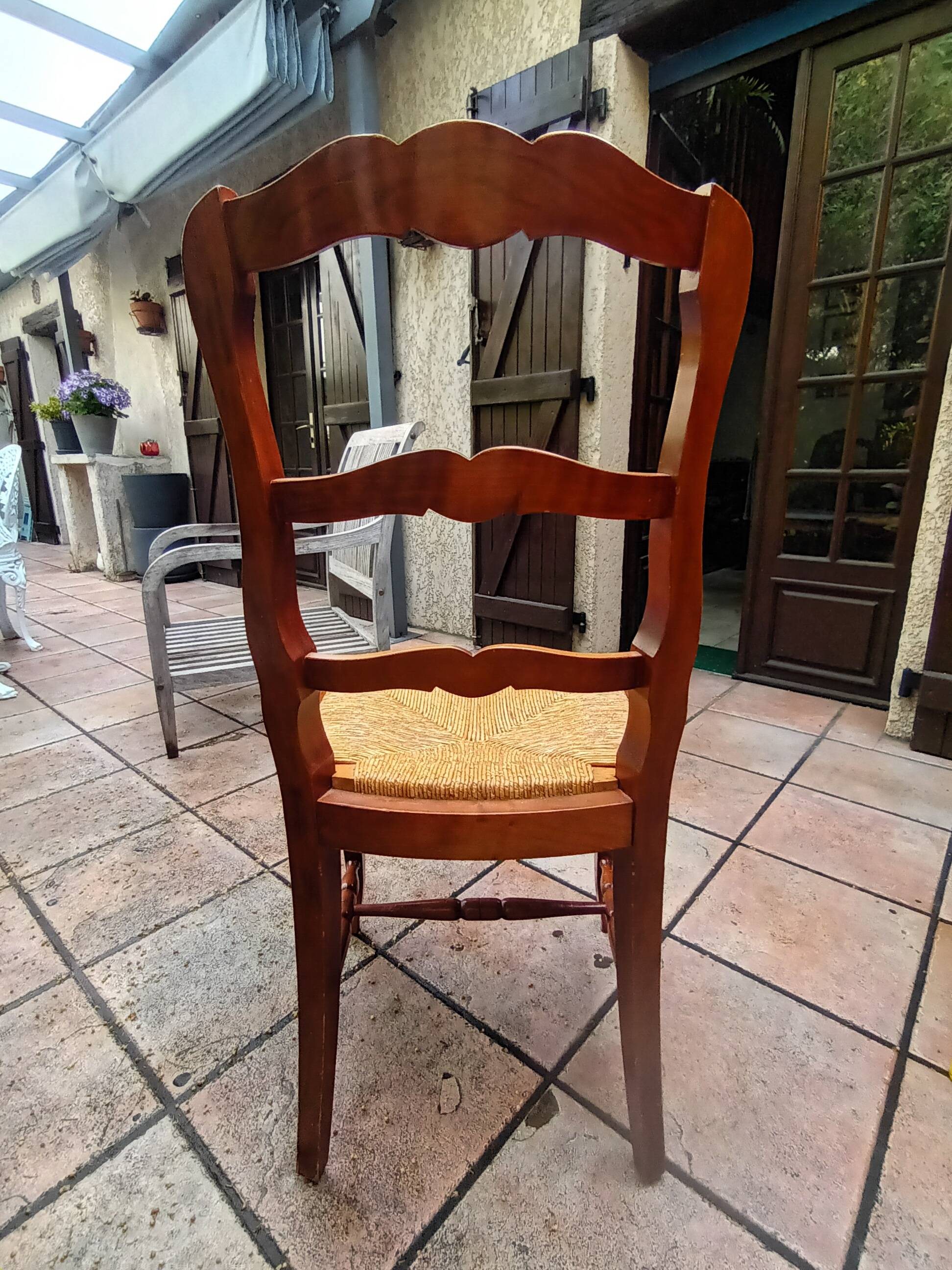 6 cherry wood chairs in Louis XV style