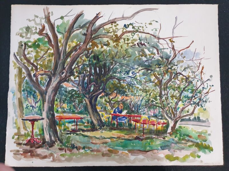 André Duculty (1912-1990) Watercolor on paper "Casteil (Pyrénées Orientales)" Located and dated