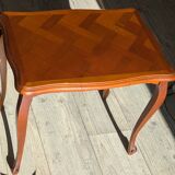 Set of 3 nesting tables - Louis XV style - cherry wood - parquet pattern marquetry decor (parquetry)