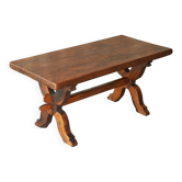 Rustic coffee table in solid oak, Sabi Sabi style, 19th century.