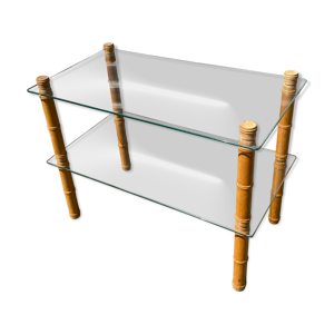 Table basse verre et bambou