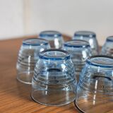 Set of 8 blue Arco France glasses.