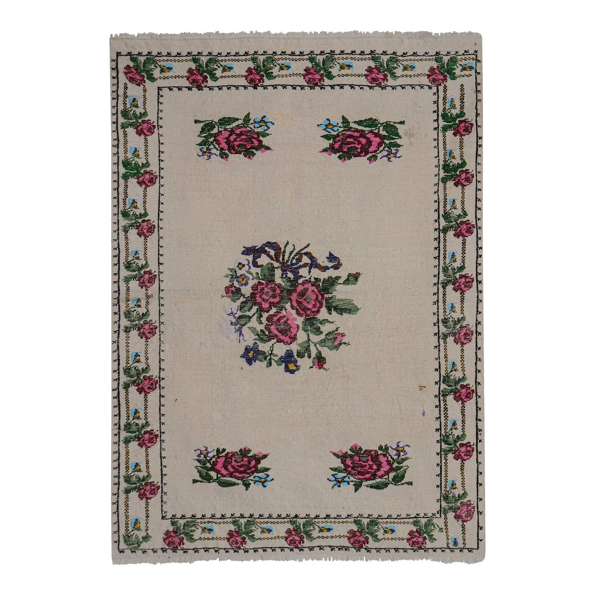 Vintage Turkish kilim, handwoven, 94x134 cm.
