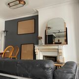 Art deco mirror, pink and black mirror pillar, France 1930