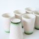 Set of 6 pink and green slip glasses Digoin Sarreguemines, 1970