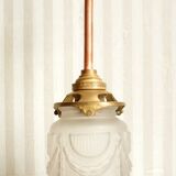 Glass tulip pendant light & porcelain rosette 1920
