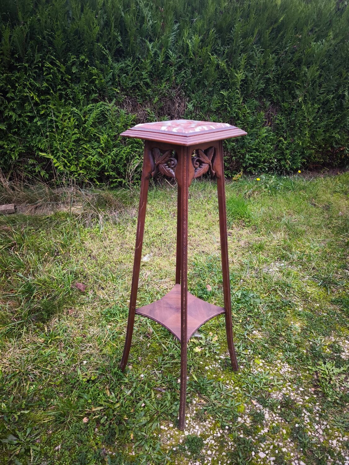 Wood and marble stool