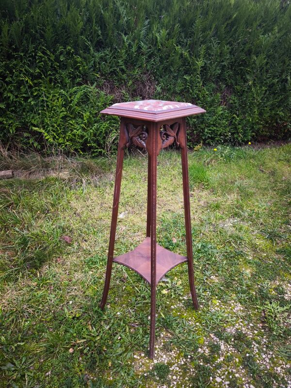 Sellette en bois et marbre