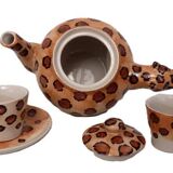 Panther teapot + 2 cups + 1 saucer