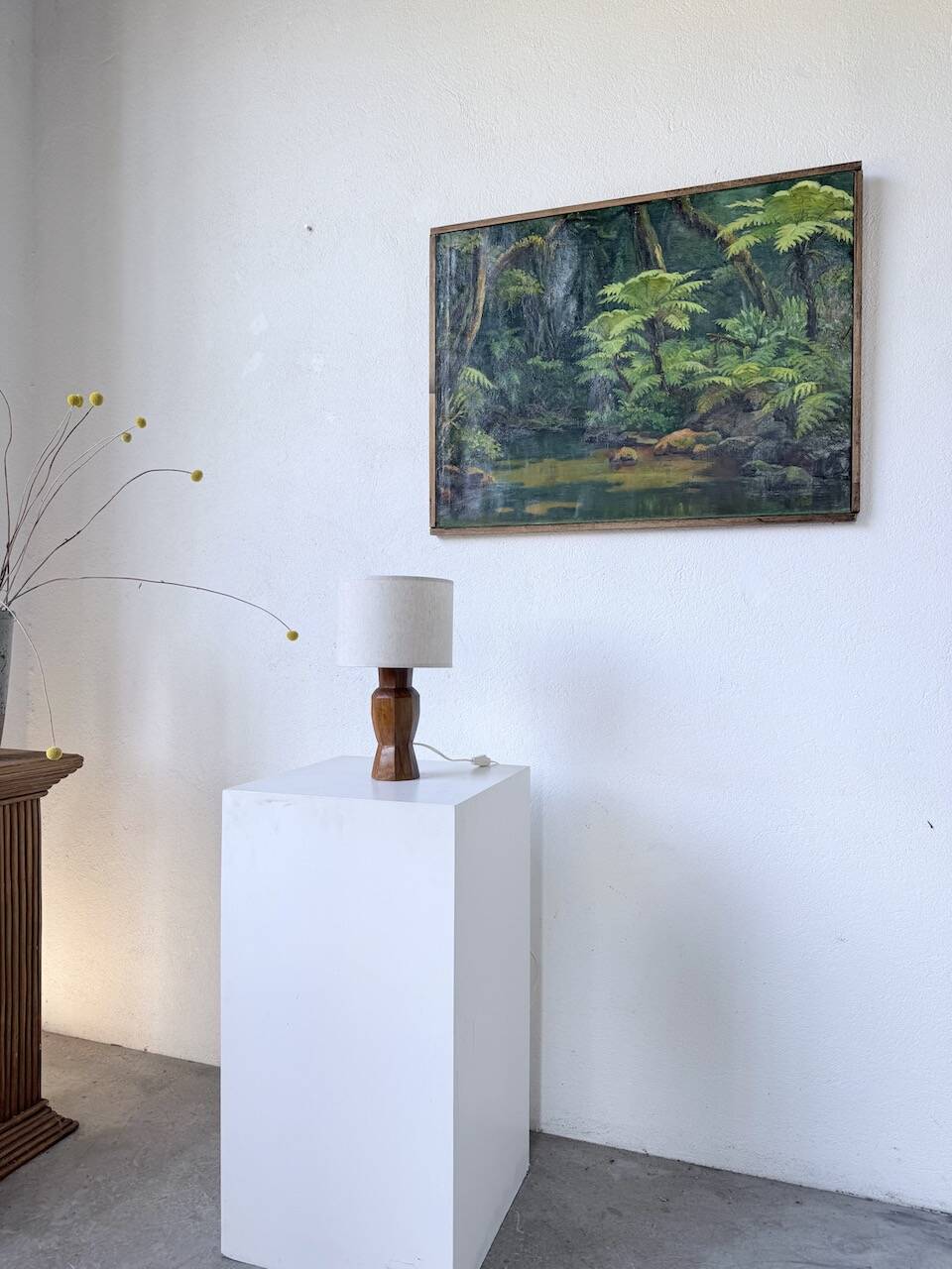 Brutalist walnut table lamp 1950