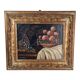 Still life with fruits 19th century signed wooden frame with gold leaf