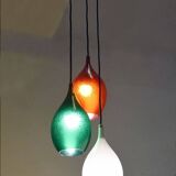 Flavio Poli for Seguso Vetri d’Arte, three-light glass chandelier, 1950s