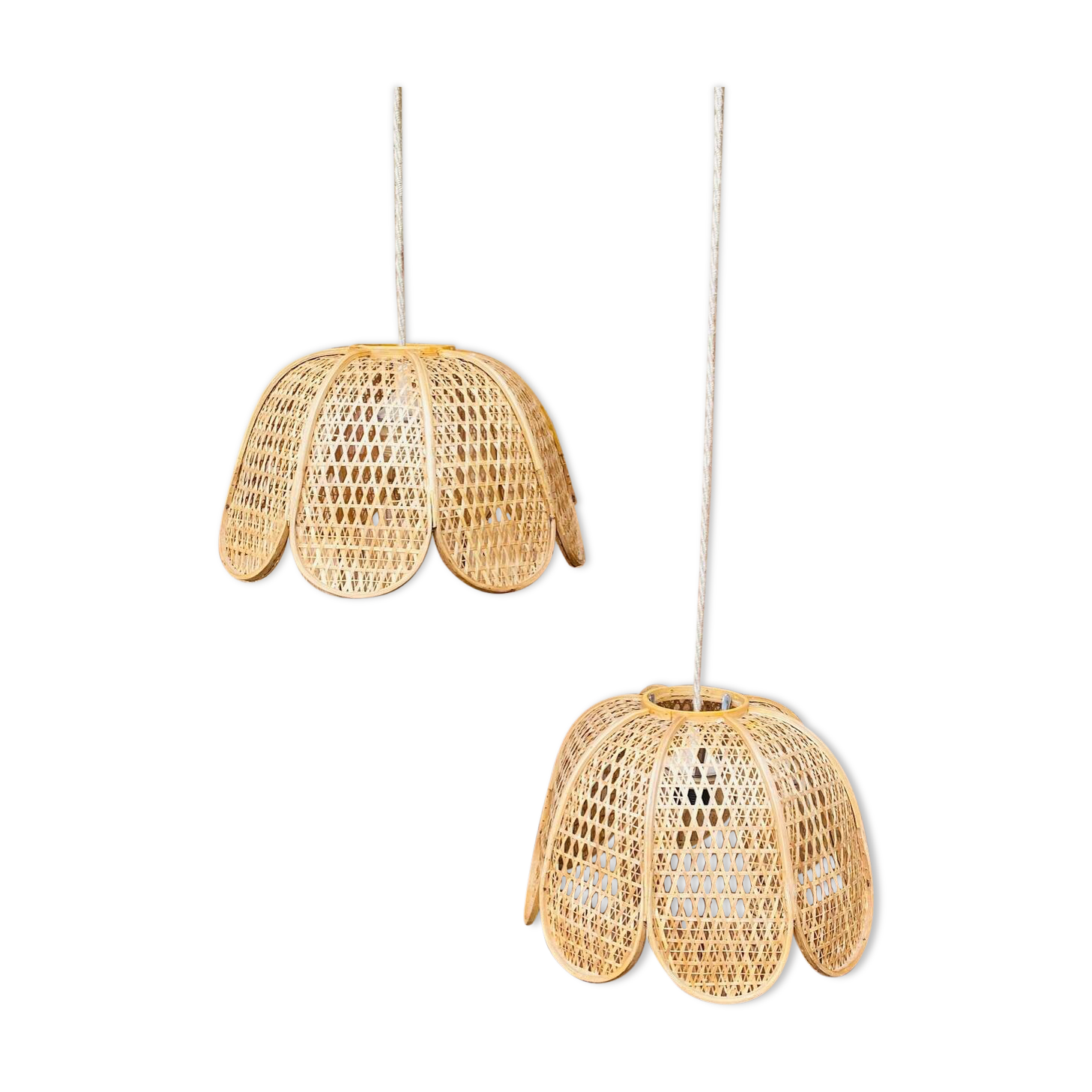 Paire de Suspension en rotin vintage