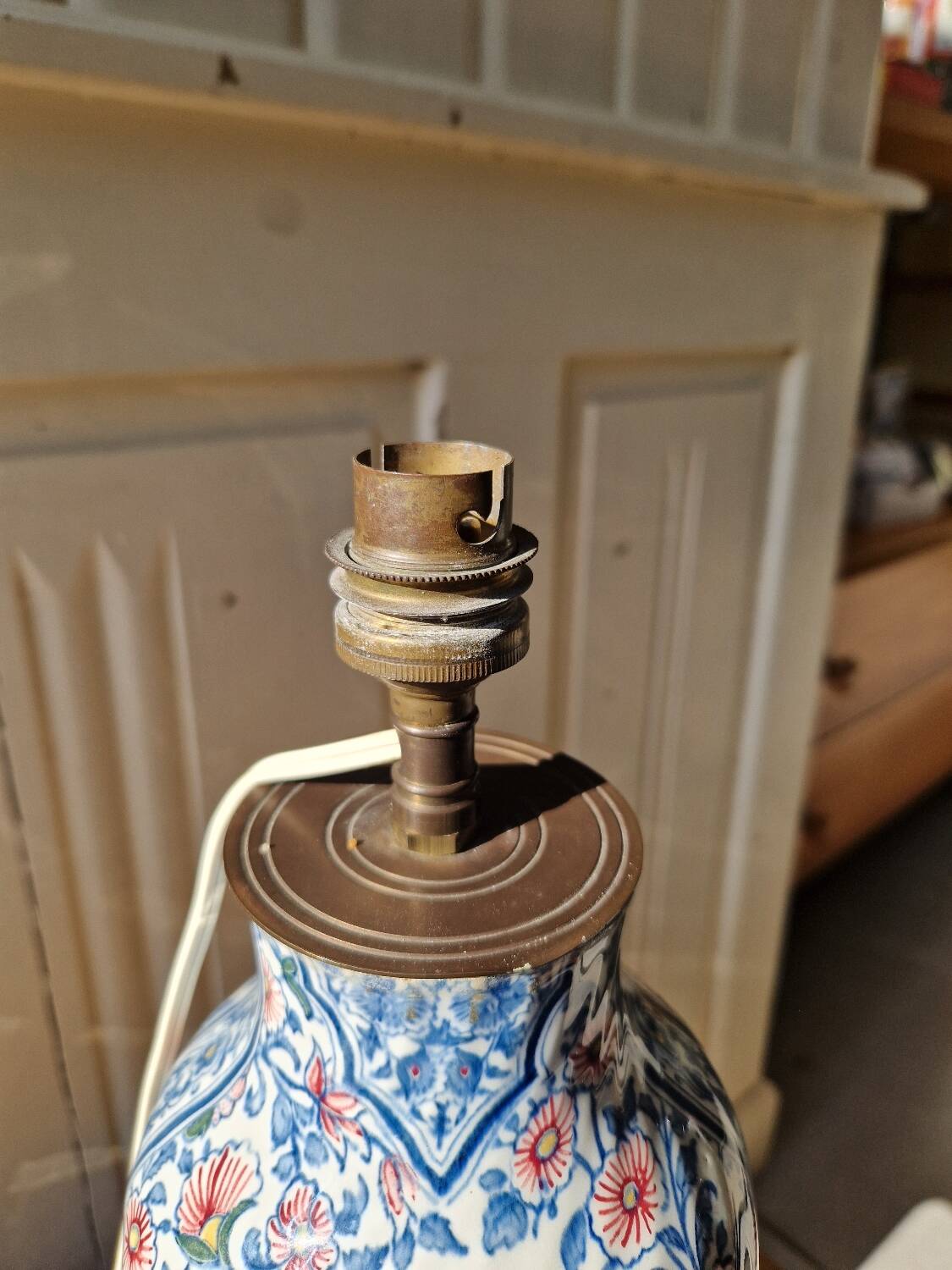 Antique lamp base in Gien earthenware