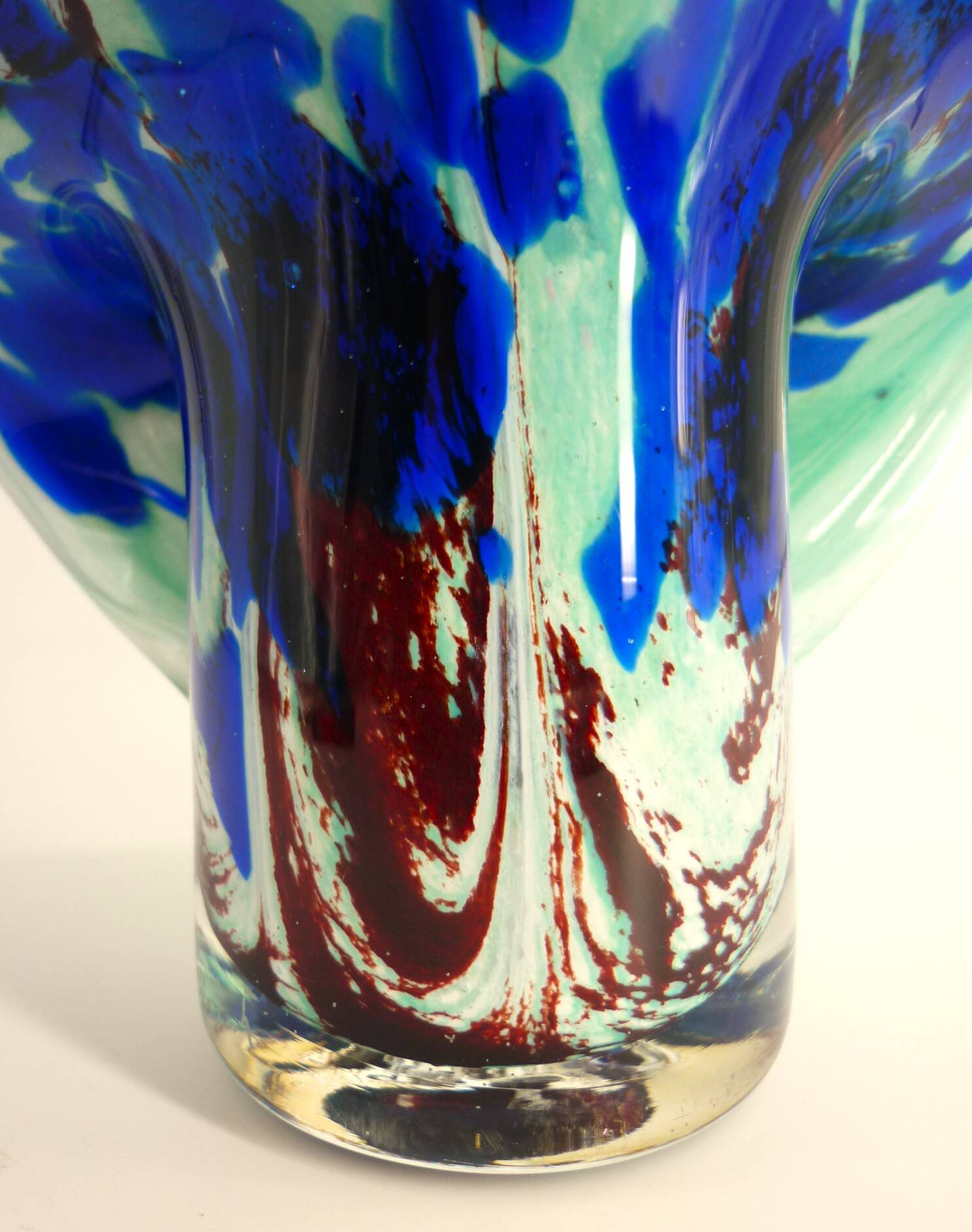Vase, blown glass, inclusions, large neck, signed Jean Michel Gauthier 2005