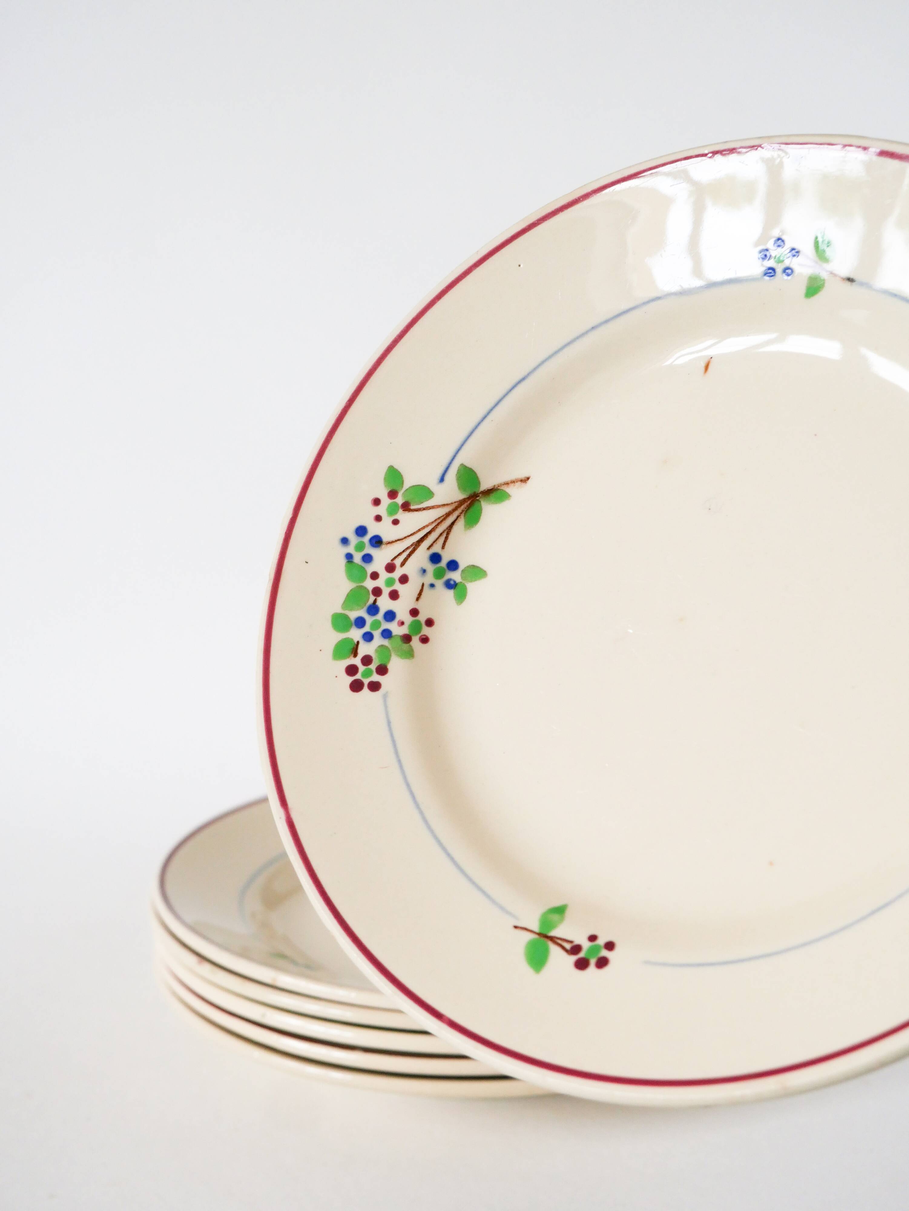 Set of 6 dessert plates Moulin des Loups, Model "Isabelle", 1950