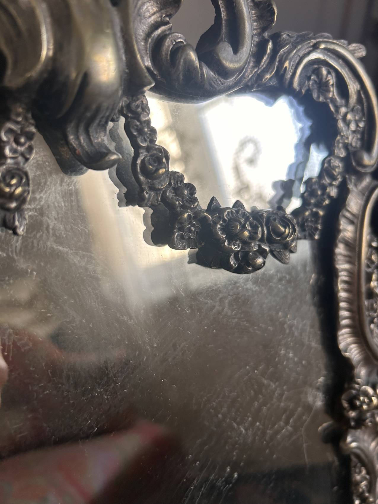 Large silvered bronze table mirror – 19th century – Louis XVI style