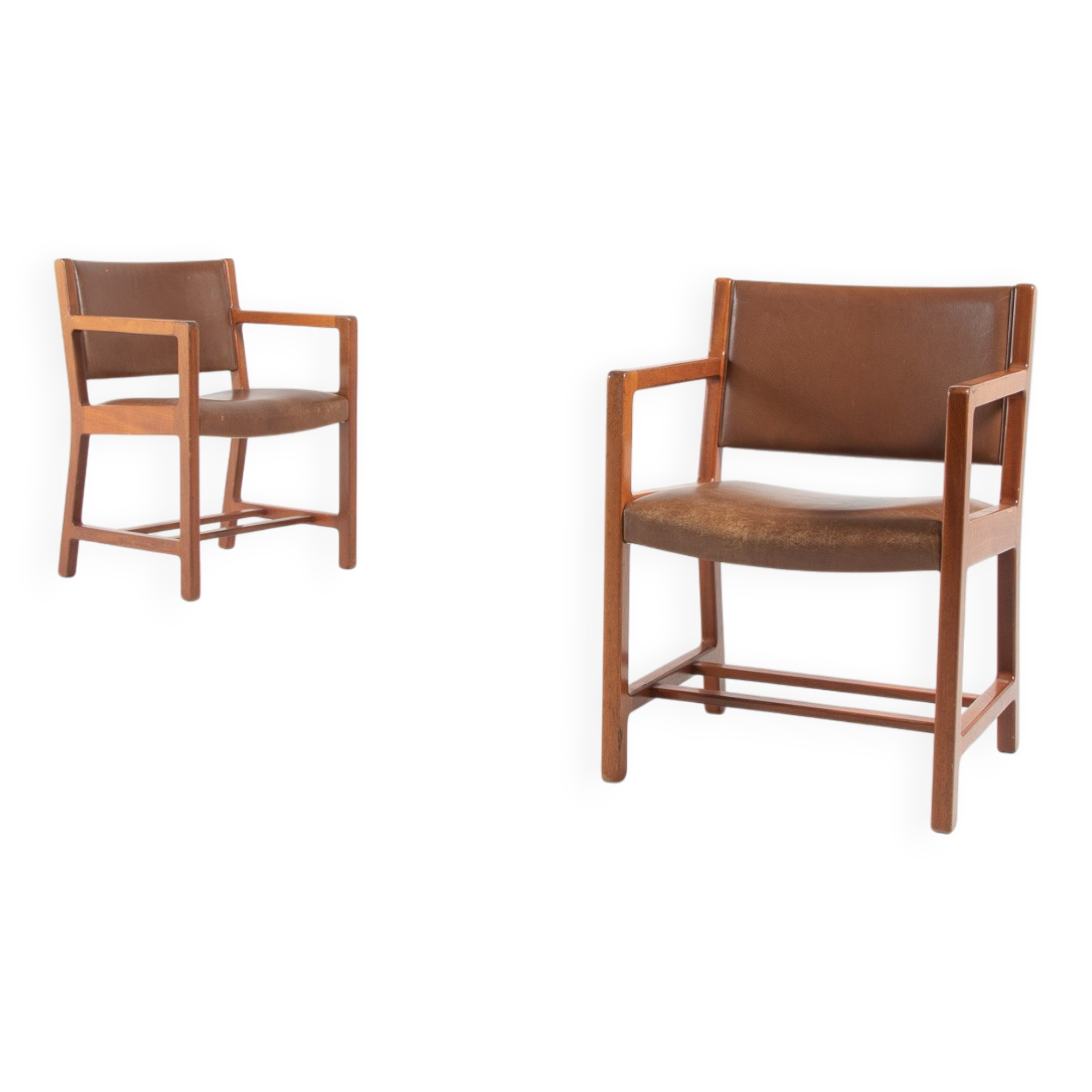 Set of 2 armchairs Borge Mogensen for Soborg mobelfabrik, Denmark 1960