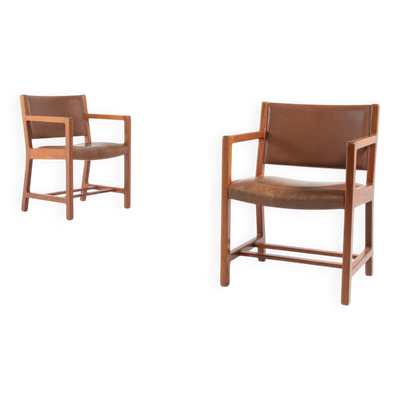 Set of 2 armchairs Borge Mogensen for Soborg mobelfabrik, Denmark 1960