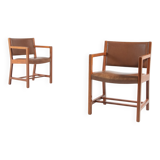 Set of 2 armchairs Borge Mogensen for Soborg mobelfabrik, Denmark 1960