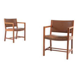 Set of 2 armchairs Borge Mogensen for Soborg mobelfabrik, Denmark 1960
