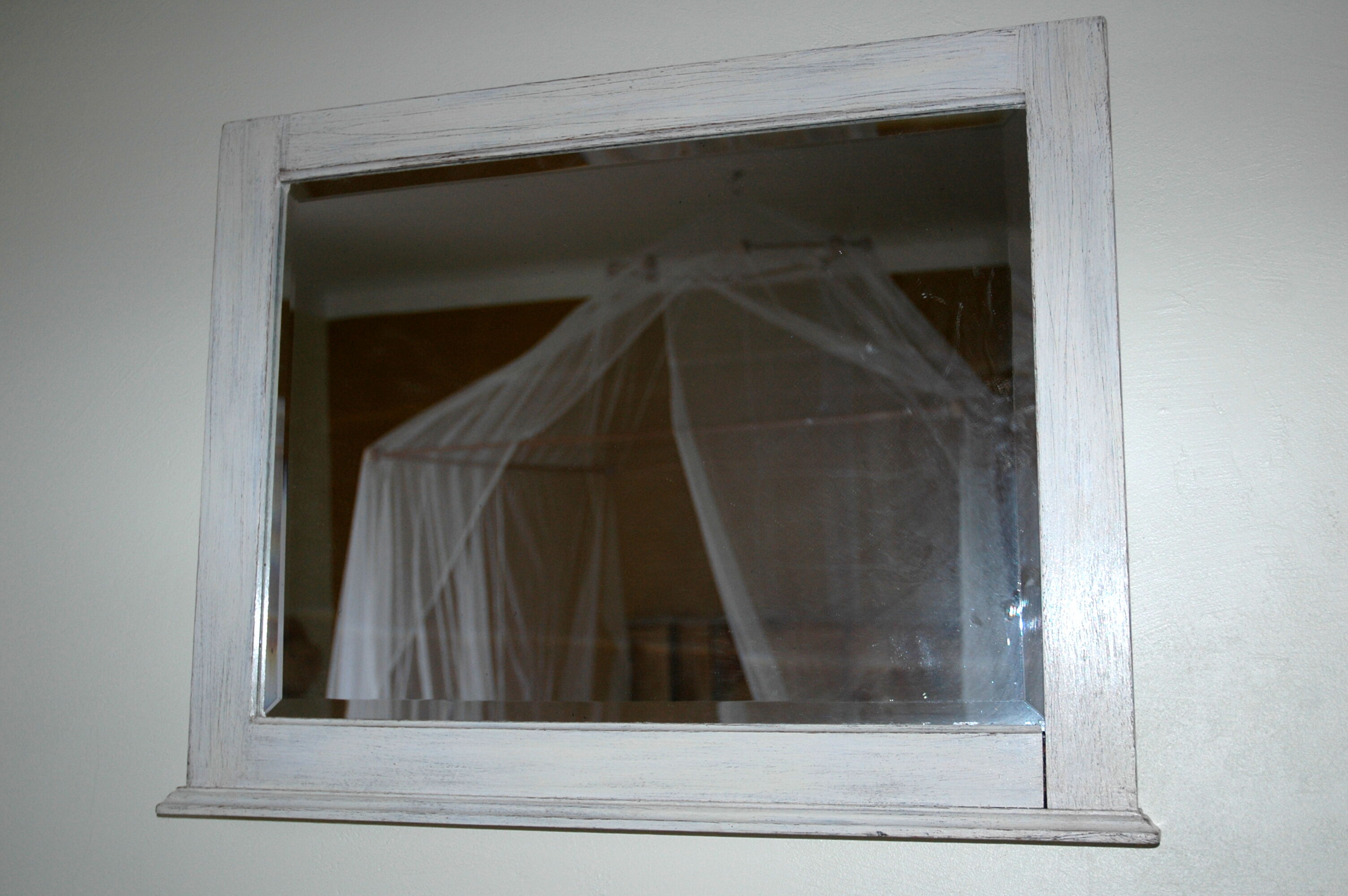 Mirror white patina rectangular former wood 51.5 x 65 cm