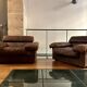 Paire de fauteuils Erasmo vintage, cuir marron, Scarpa pour BB Italia.