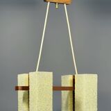 Scandinavian chandelier in solid teak with plexiglass resin shades – 1960s