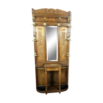 Art Nouveau period coat holder in solid oak