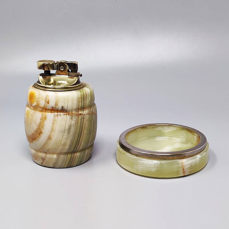 1960s Gorgeous Smoking Set in Onyx. Made in Italy